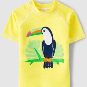 Gymboree Boys 4T Yellow Toucan Short Sleeve Swim Rashguard Aloha Beach UPF 50+